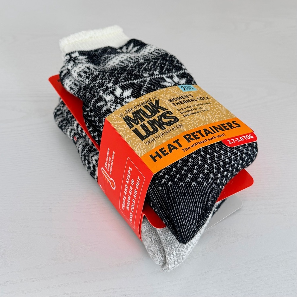 Muk Luks Black and White Snowflake Thermal Socks
